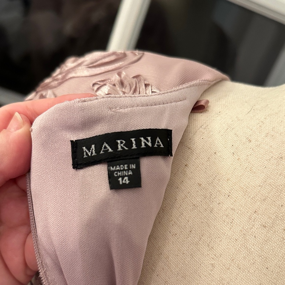 MARINA Blush Floral Embroidered Midi Dress - Picture 2 of 7